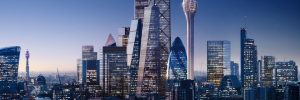 Wieża obserwacyjna The Tulip autorstwa Foster + Parners - wizualizacja na tle panoramy Londynu. Fot. Foster + Partners / thetulip.com