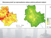 Warszawa przed i po wprowadzeniu zakazu spalania paliw stałych.