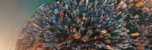 Widok z lotu ptaka na centrum Hongkongu
