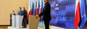 Premier Mateusz Morawiecki podczas konferencji prasowej. Fot. Fot. Adam Guz/KPRM