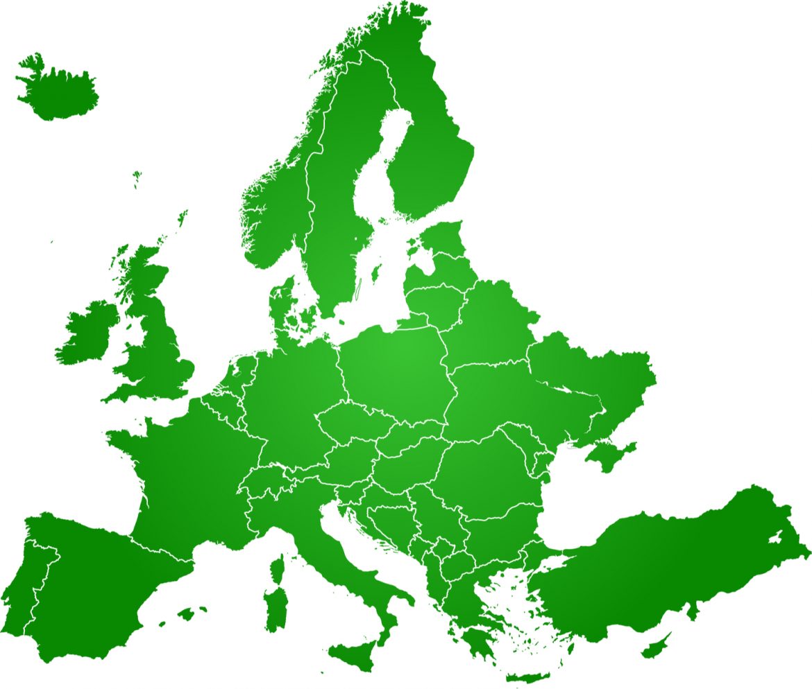 Mapa Europy, zielona, fot. Shutterstock. Mapa Europy, zielona, fot. Shutterstock.