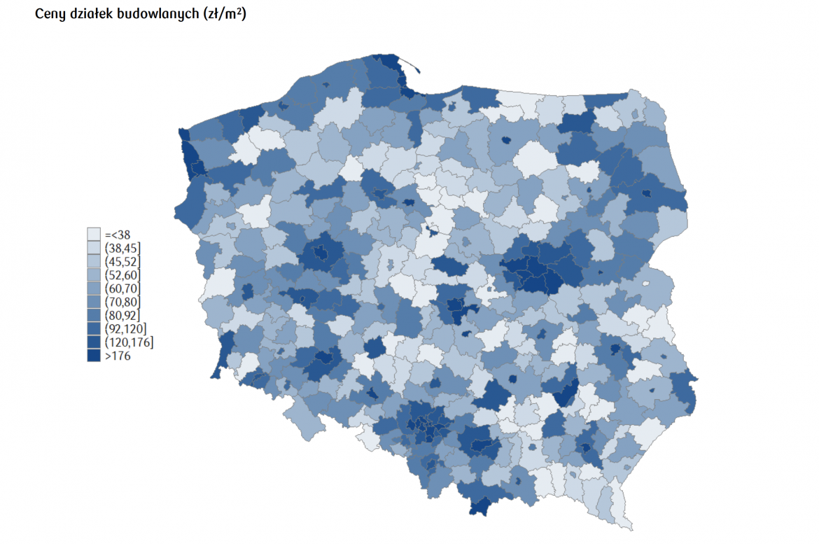 Ceny działek budowlanych wg powiatów w Polsce. Fot. PKO BP