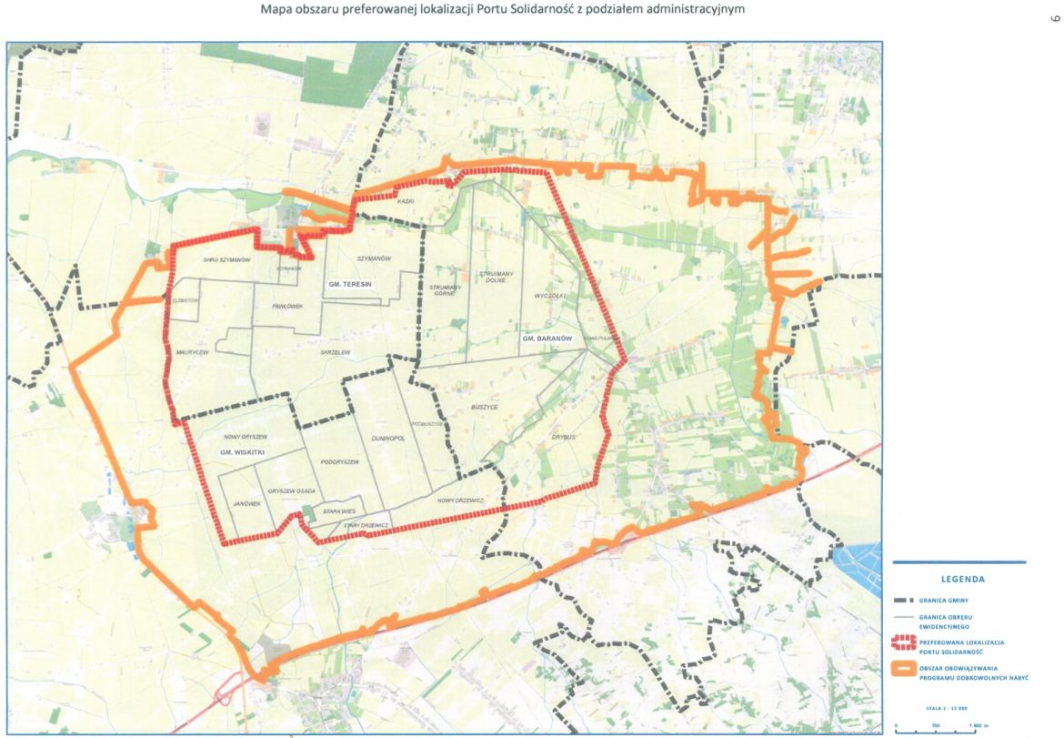 Preferowana lokalizacja lotniska Centralnego Portu Komunikacyjnego.