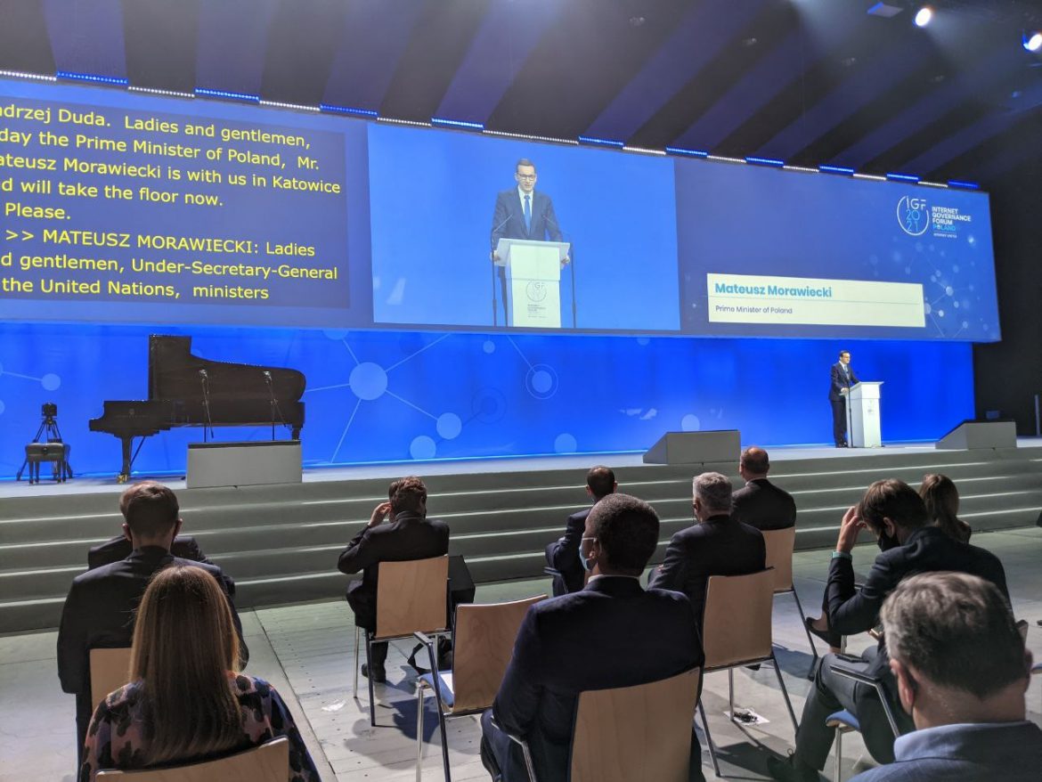 Mateusz Morawiecki na IGF2021 w Katowicach.