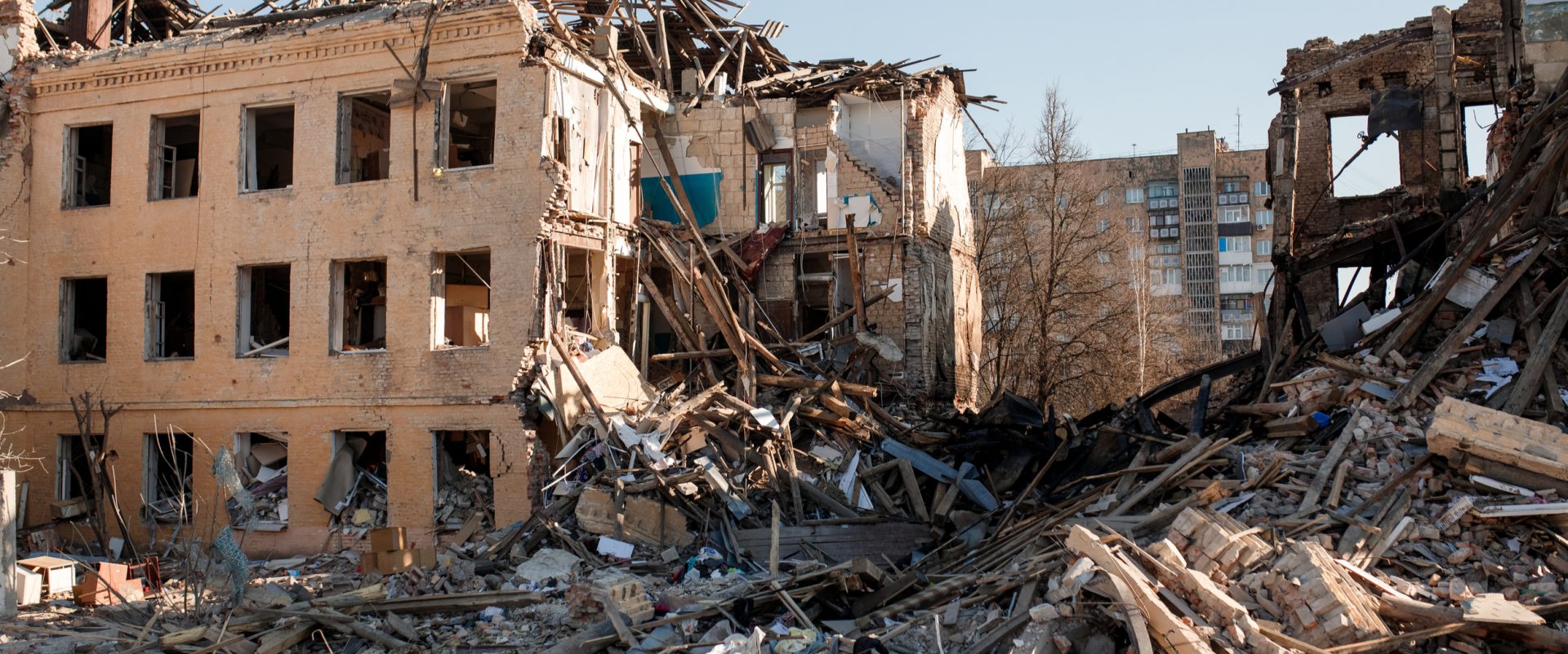 Zniszczone miasto w Ukrainie
