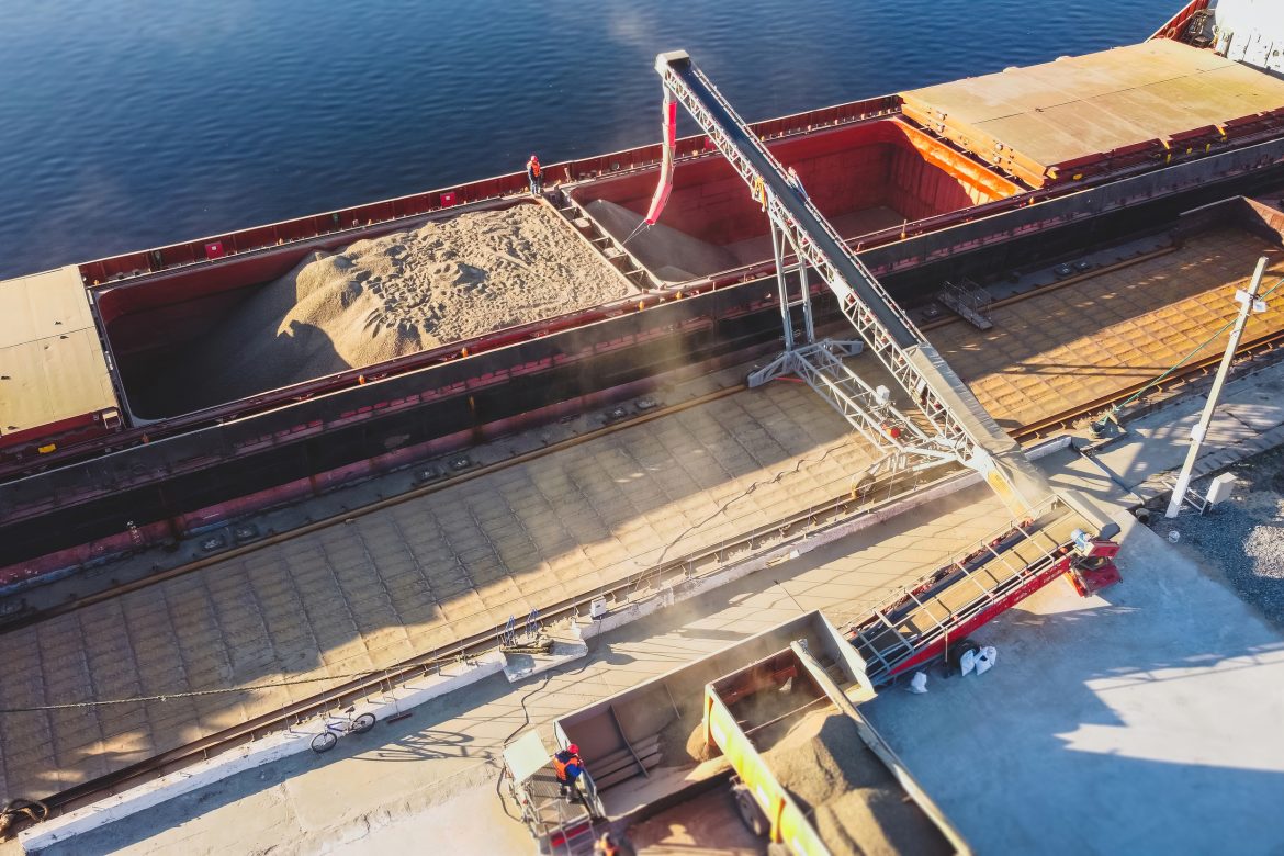 załadunek zboża w ukraińskim porcie, kryzys żywnościowy, fot. Shutterstock załadunek zboża w ukraińskim porcie, kryzys żywnościowy, fot. Shutterstock