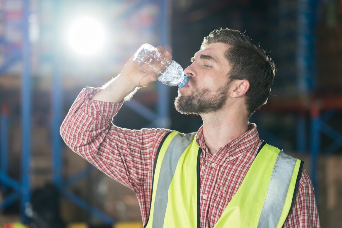 Praca, upał, pracownik, budowa